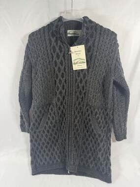 Aran Crafts Cardigan Women XXL 100% Merino Wool Long Knit Coat NEW